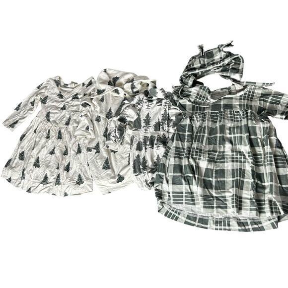 Kate Quinn lot 4 Christmas Holiday Dresses w/ Hat Trees Plaid Green White 6-12mo - Picture 1 of 13